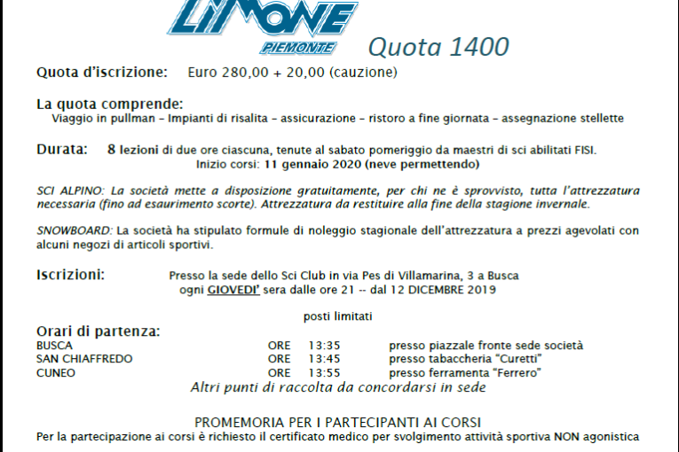 Corsi sci di fondo, sci alpino e snowboard